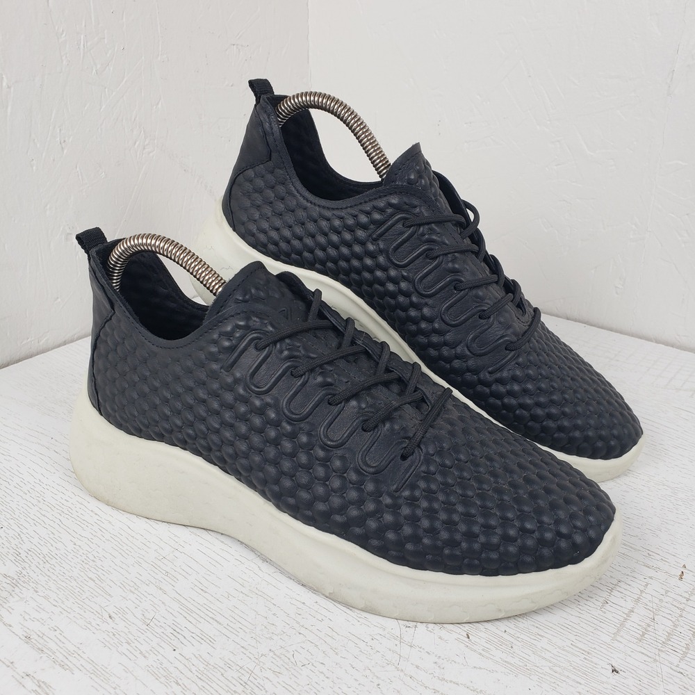 Ecco Therap‎ Women's Size 39 US 8 Black Bubble Knit Leather Sneakers Sport Shoes